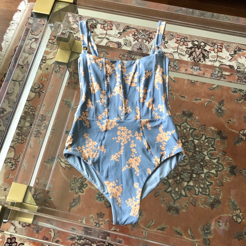 Revel Rey Blue Botanical Hunter One-Piece Swimsuit - Picture 13 of 16